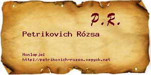 Petrikovich Rózsa névjegykártya