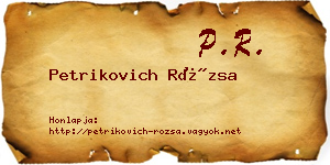 Petrikovich Rózsa névjegykártya